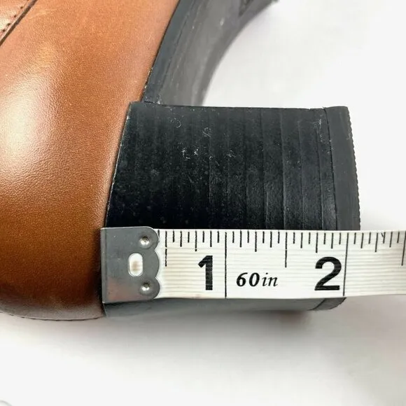 Santana Canada Ankle Boot 9 Brown Leather Square Toe Zip Up Bootie Shoes