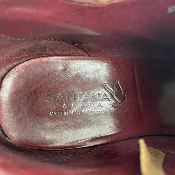 Santana Canada Ankle Boot 9 Brown Leather Square Toe Zip Up Bootie Shoes