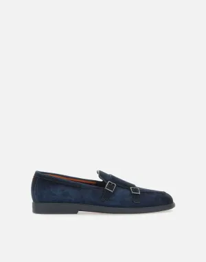 Santoni Midnight Blue Suede Loafers