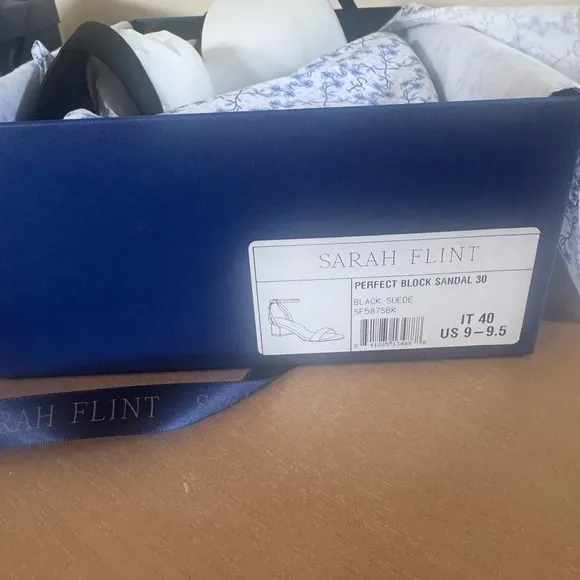 Sarah Flint Black Sandals with Ankle Strap and Block Heel Perfect 30
