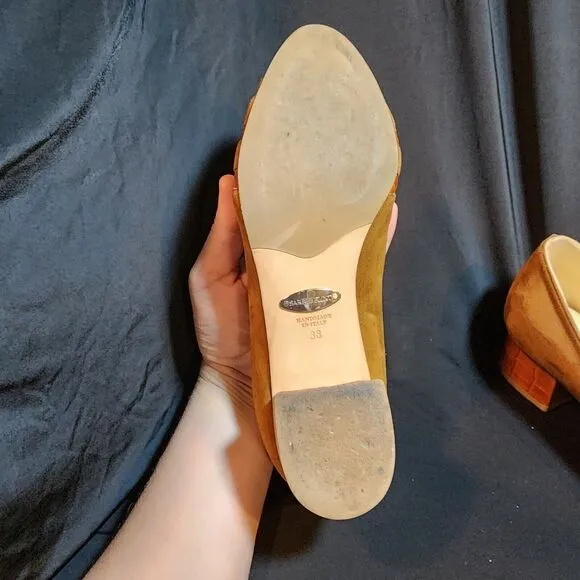 Sarah Flint COGNAC Shellie 30 Suede/Croc low heel size 38