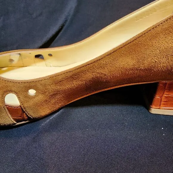 Sarah Flint COGNAC Shellie 30 Suede/Croc low heel size 38
