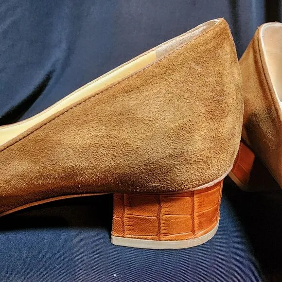 Sarah Flint COGNAC Shellie 30 Suede/Croc low heel size 38