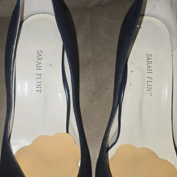 Sarah Flint Italian Suede Elegant Black Pumps with Tortoise Heel Size 40