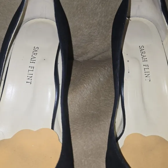 Sarah Flint Italian Suede Elegant Black Pumps with Tortoise Heel Size 40