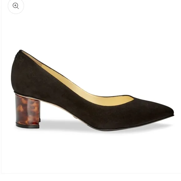 Sarah Flint Italian Suede Elegant Black Pumps with Tortoise Heel Size 40