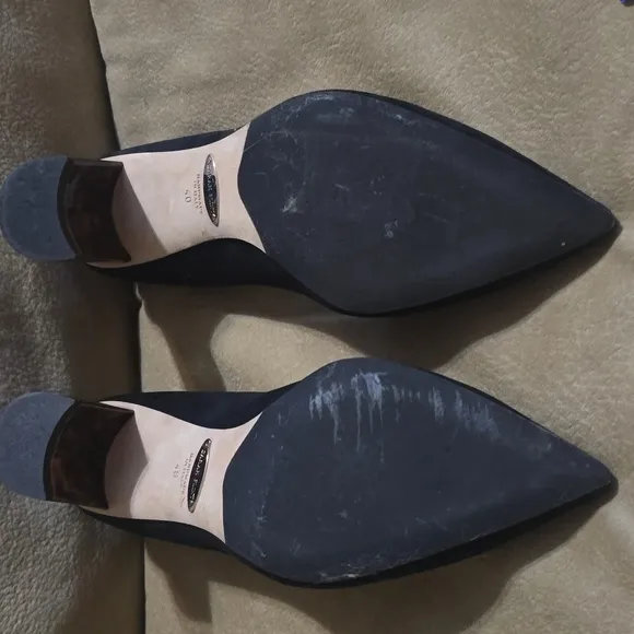 Sarah Flint Italian Suede Elegant Black Pumps with Tortoise Heel Size 40