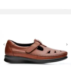 SAS Roamer womens brown leather velcro strap loafers size 7.5W B16B