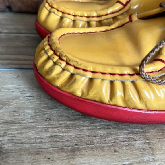 SAS Vintage Yellow Red Wedge Patent Leather Shoes Size 8-8.5