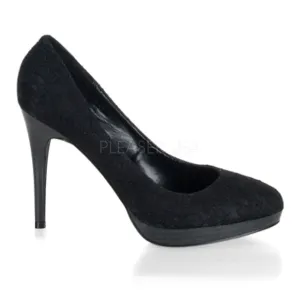 Satin Lace Overlay High Heel Shoes