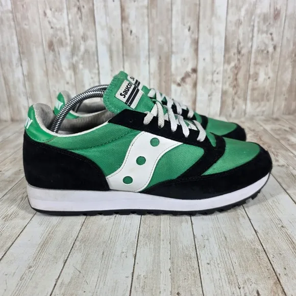 Saucony Jazz Low Pro Sneakers Retro Running Shoes Green Black White Size 10
