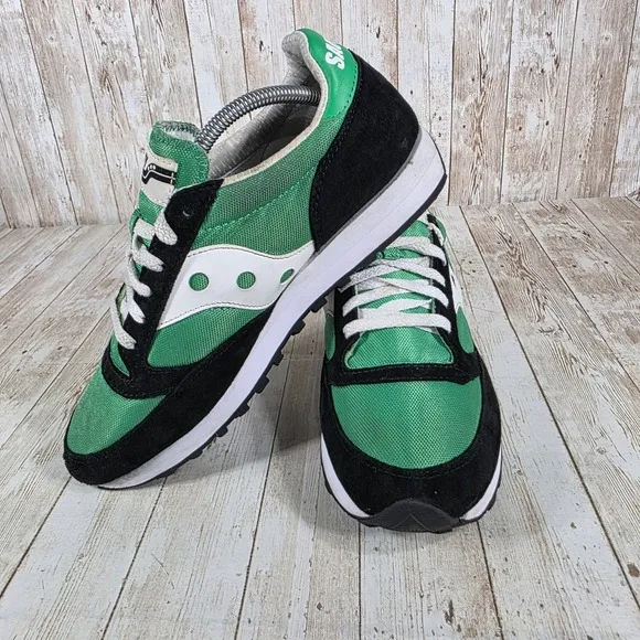 Saucony Jazz Low Pro Sneakers Retro Running Shoes Green Black White Size 10