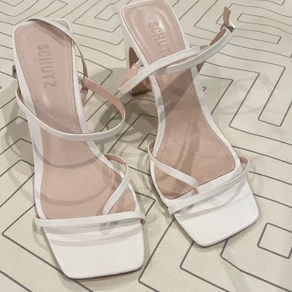 Schutz Amaia Block-Heel Strappy Slingback Sandals
