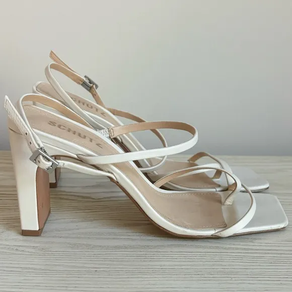 SCHUTZ Amaia Slingback Leather Block Heel Square Toe Sandals • size 6.5