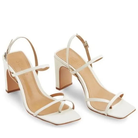 SCHUTZ Amaia Slingback Leather Block Heel Square Toe Sandals • size 6.5