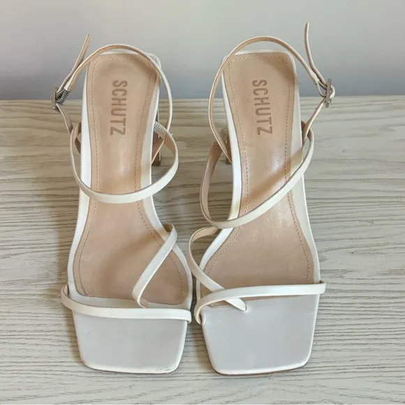 SCHUTZ Amaia Slingback Leather Block Heel Square Toe Sandals • size 6.5