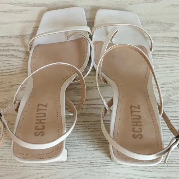 SCHUTZ Amaia Slingback Leather Block Heel Square Toe Sandals • size 6.5