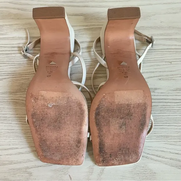 SCHUTZ Amaia Slingback Leather Block Heel Square Toe Sandals • size 6.5