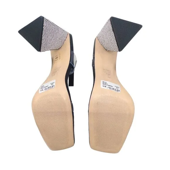 Schutz Ariellen Black Crystal Embellished Triangle Heel Vinyl Sandals 10.5