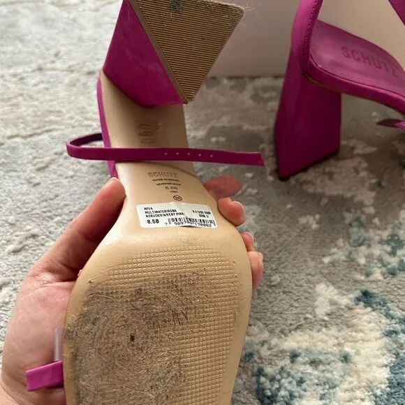 Schutz Avva pink sandals 100% suede, 8.5