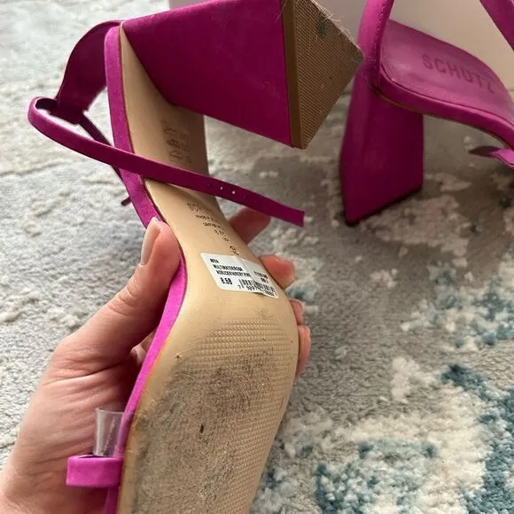Schutz Avva pink sandals 100% suede, 8.5