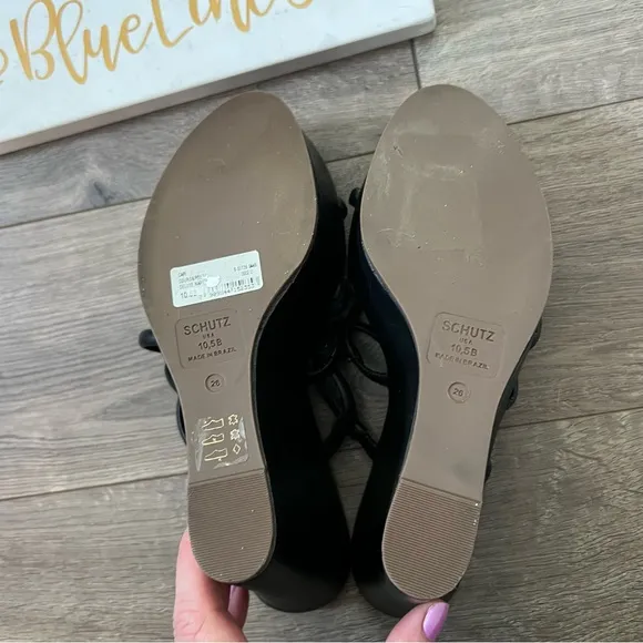 Schutz Cari Leather Wedge Sandals NWOT