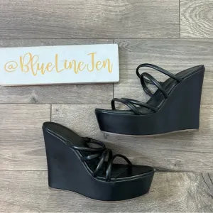 Schutz Cari Leather Wedge Sandals NWOT