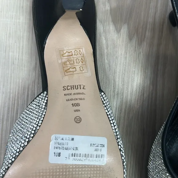 Schutz Dethalia crystal embellished kitten heel sandals size 10B