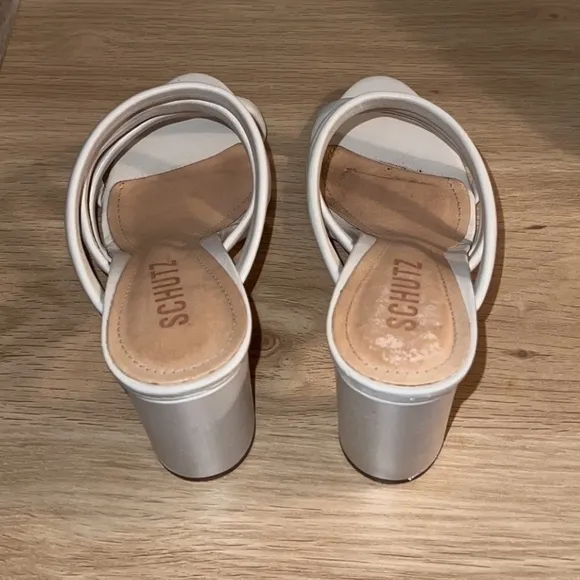 Schutz Felisa‎ Strappy White Leather Block Heel Sandals Size 5.5