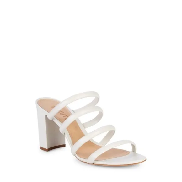 Schutz Felisa‎ Strappy White Leather Block Heel Sandals Size 5.5