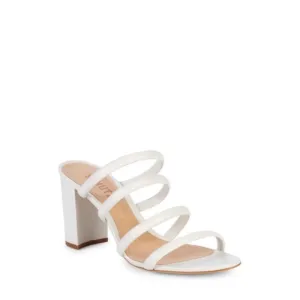Schutz Felisa‎ Strappy White Leather Block Heel Sandals Size 5.5