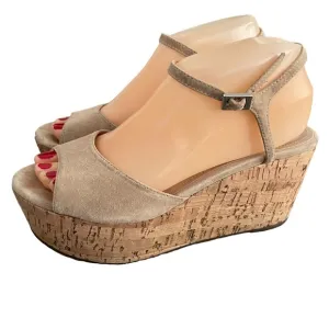 SCHUTZ Heloise Suede Platform Wedge Sandals Size 8