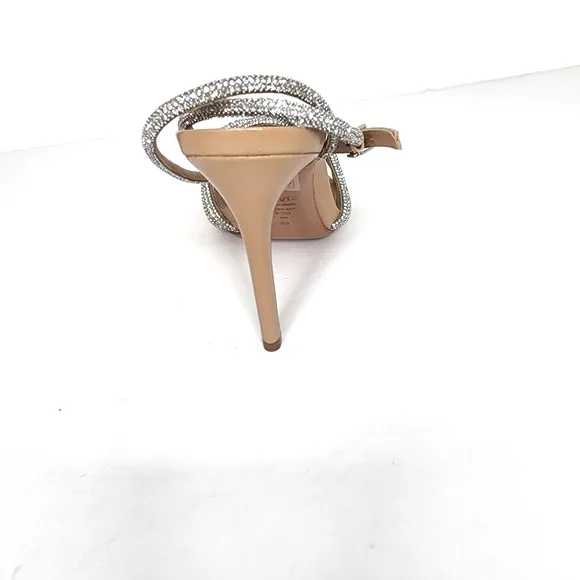 Schutz Jocelyn Silver And Tan Stilleto Heel Sandals