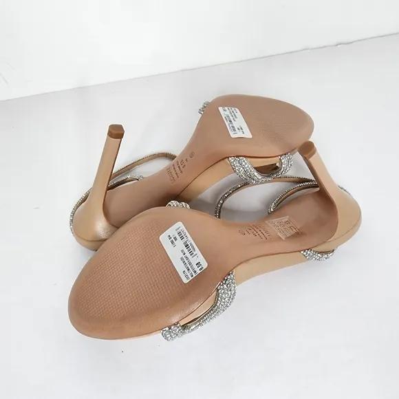 Schutz Jocelyn Silver And Tan Stilleto Heel Sandals