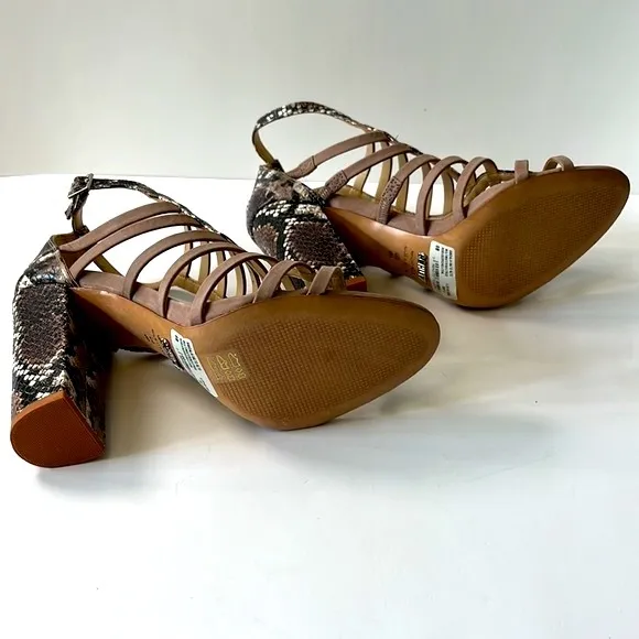 Schutz 'Kaye' Snakeskin-Print Strappy Sandals, Light Pink, 8B