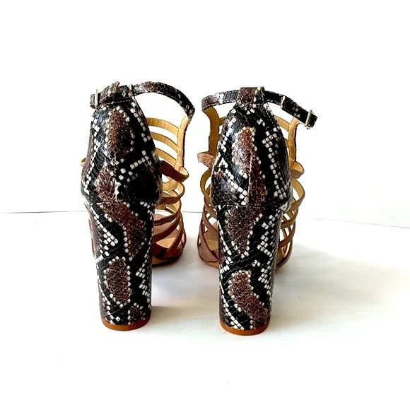 Schutz 'Kaye' Snakeskin-Print Strappy Sandals, Light Pink, 8B