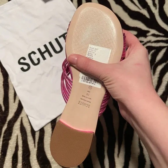 Schutz Khayla Metallic Pink Sandals