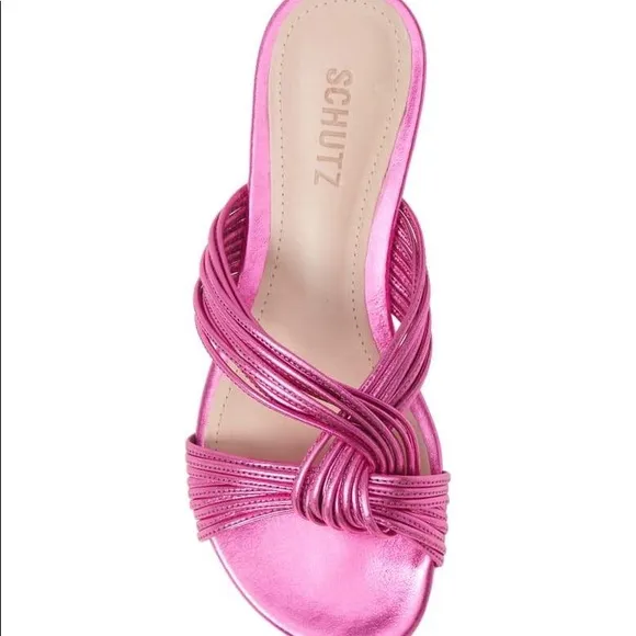 Schutz Khayla Metallic Pink Sandals