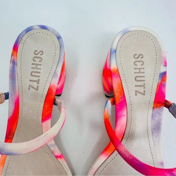 SCHUTZ Kyra Women's Leather Tie Dye Block Heel Slide Sandals