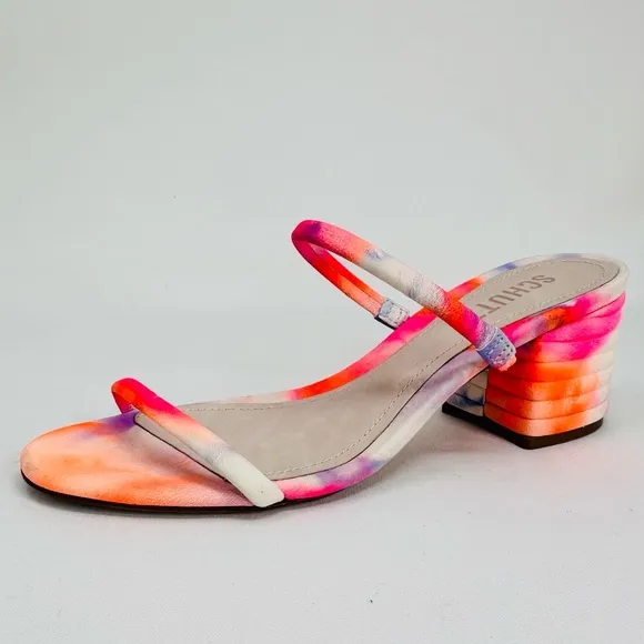 SCHUTZ Kyra Women's Leather Tie Dye Block Heel Slide Sandals