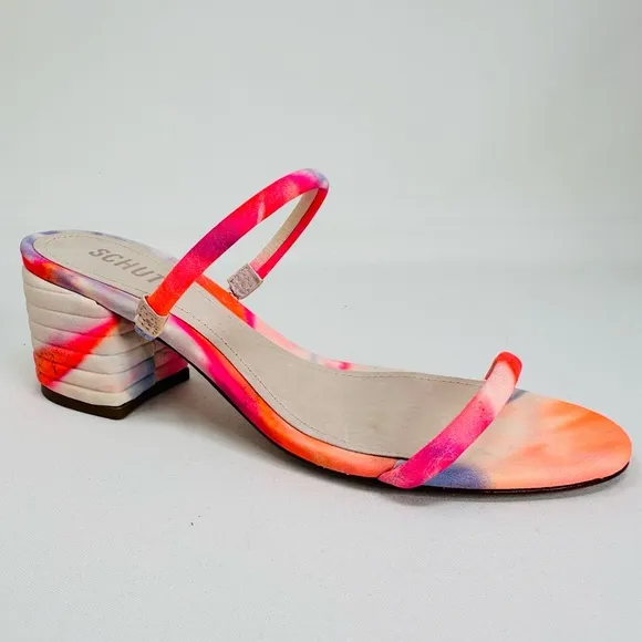 SCHUTZ Kyra Women's Leather Tie Dye Block Heel Slide Sandals
