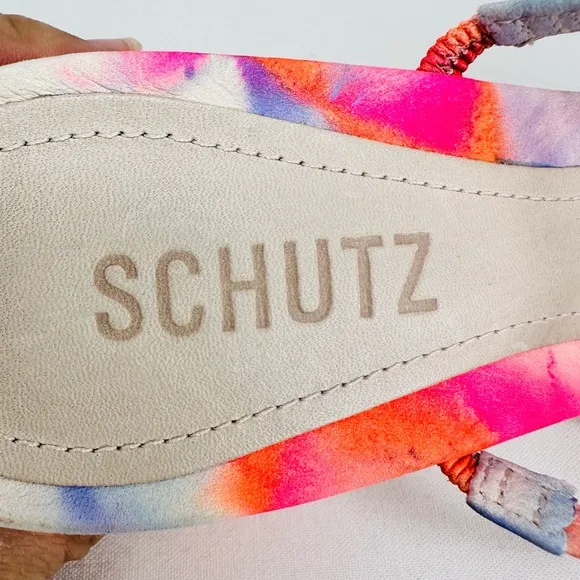 SCHUTZ Kyra Women's Leather Tie Dye Block Heel Slide Sandals