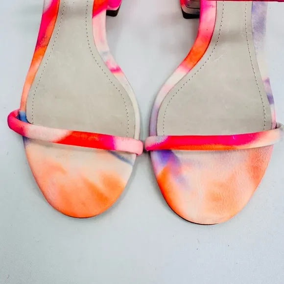 SCHUTZ Kyra Women's Leather Tie Dye Block Heel Slide Sandals