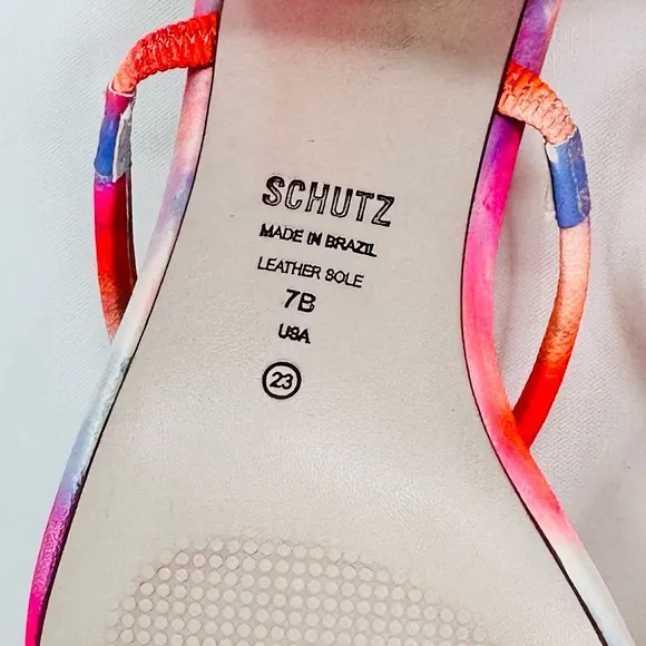 SCHUTZ Kyra Women's Leather Tie Dye Block Heel Slide Sandals