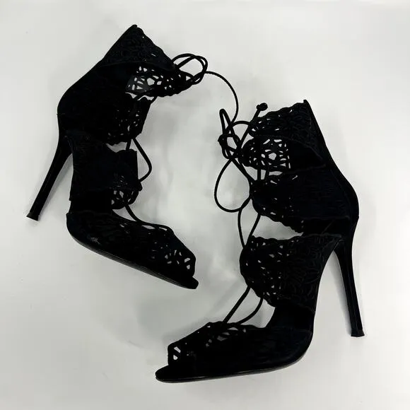 Schutz Laser Cut High Heel Sandals Black