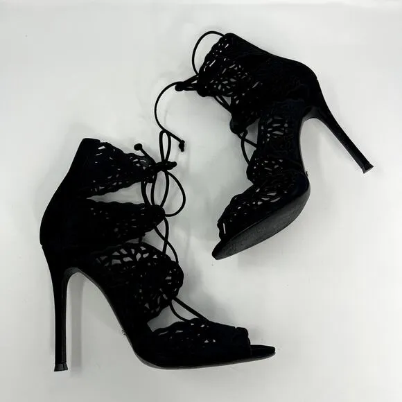 Schutz Laser Cut High Heel Sandals Black