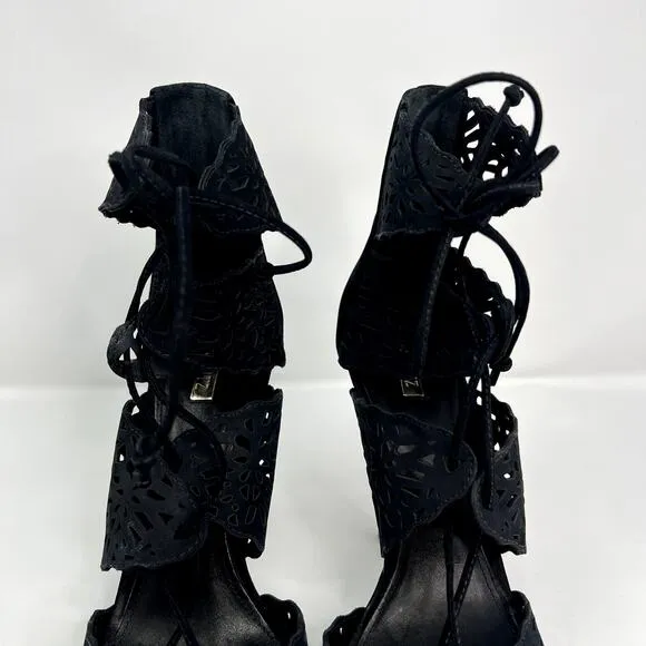 Schutz Laser Cut High Heel Sandals Black