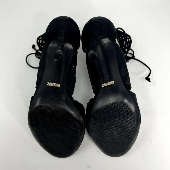 Schutz Laser Cut High Heel Sandals Black