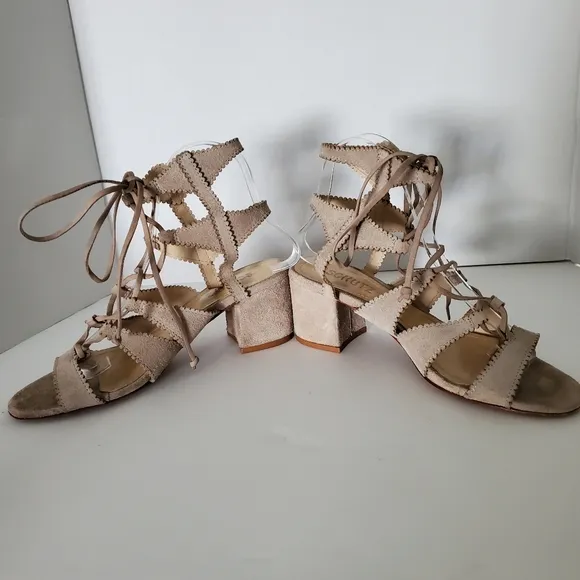 Schutz Latisha Beige Suede Gladiator Sandals Size 38 (US 7.5)