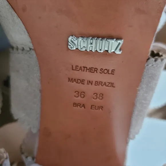 Schutz Latisha Beige Suede Gladiator Sandals Size 38 (US 7.5)